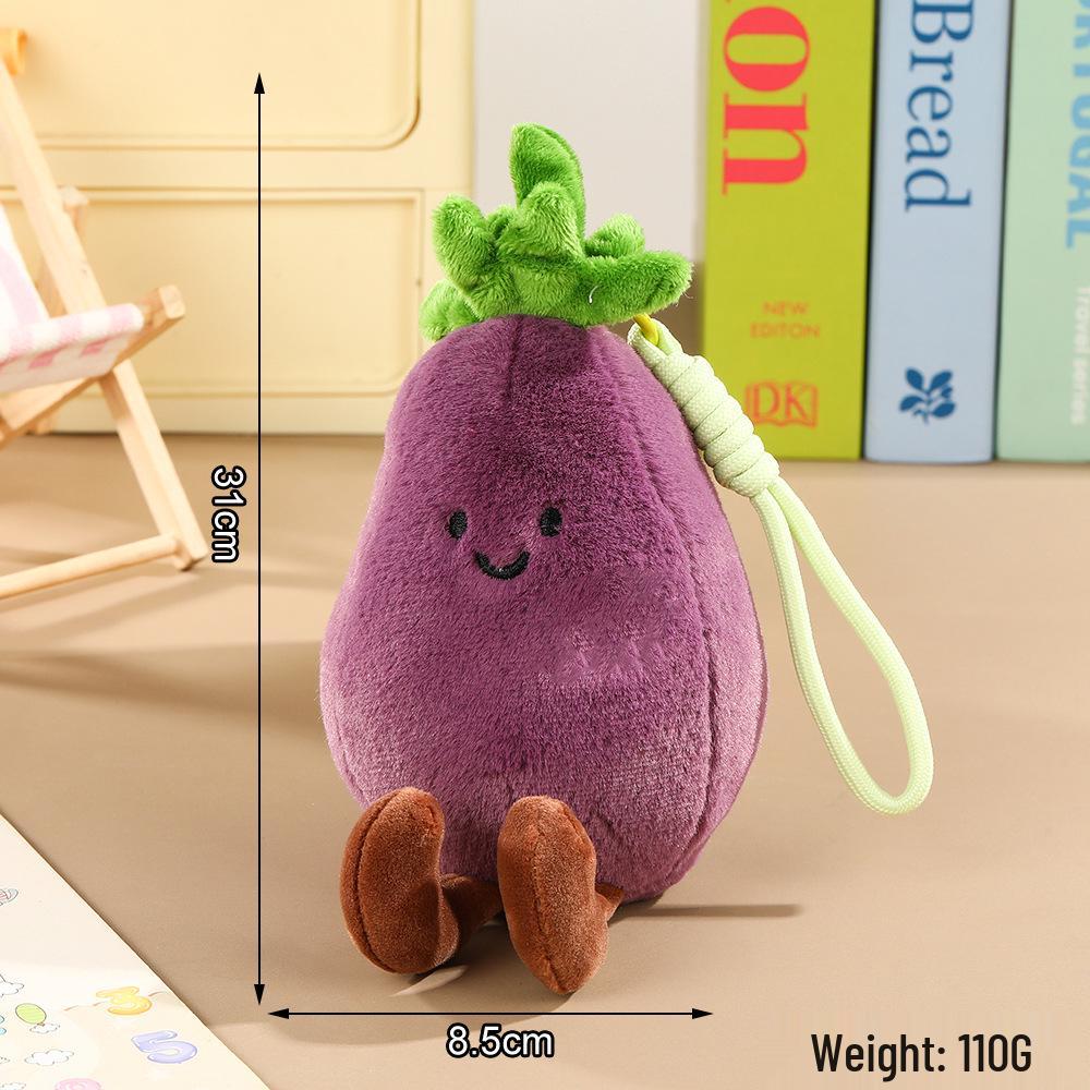 Creative Eggplant & Mushroom Vegetable Plush Doll with Red Umbrella - Cute Pendant Gift