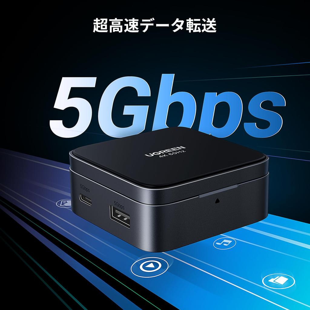 Ugreen USB C Magnetic To HDMI Foldable Portable USB C Hub with 100W PD 5Gbps Data Compatible with iPhone Galaxy iPad and Direct Smartphone Extension