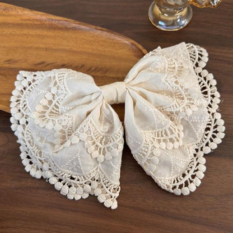 Unique Lace Hair Clip Embellished Bows Spring Grip Design Elegant Hair Accessories For Bridal Party Prom And Daily Use