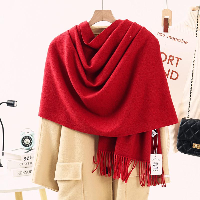 White Cashmere Scarf: Thickened, Solid Color, Versatile for Women & Men, Perfect for Autumn & Winter