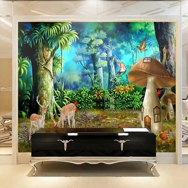 3D Fototapet Skogsopp Barnerom Bakgrunnsveggmalerier Hjemmeinnredning Tapet