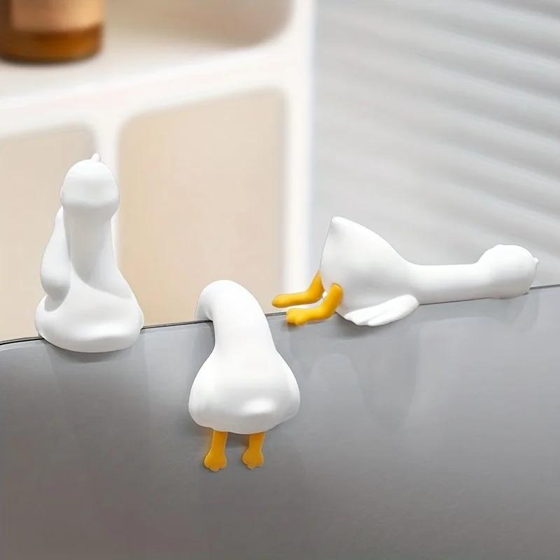 1pc Big White Goose Car Ornament, Center Console Decor, Cute Car Interior Decoration, Desktop & Computer Table Hanging Pendant