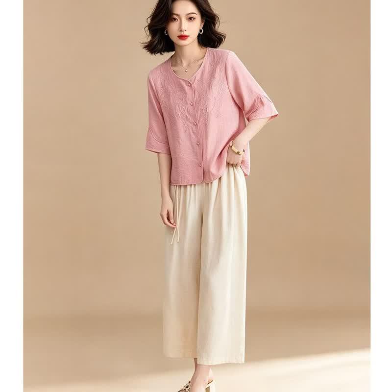 EST+II Women's Embroidered Two-Piece Set