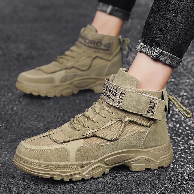 Men's Thick Soled Fashion Trend Outdoor High Top Workwear Boots Sports Shoes Casual Shoes Dad Shoes