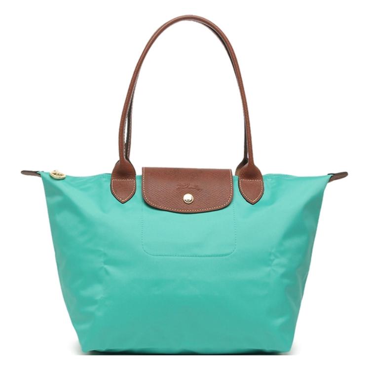 

Longchamp Le Pliage 28 Button Zipper Closure Long Handle Canvas And Leather Dumpling Tote Bag Small Women tote bags Turquoise-Blue 2605089P70 Turquoises Blue