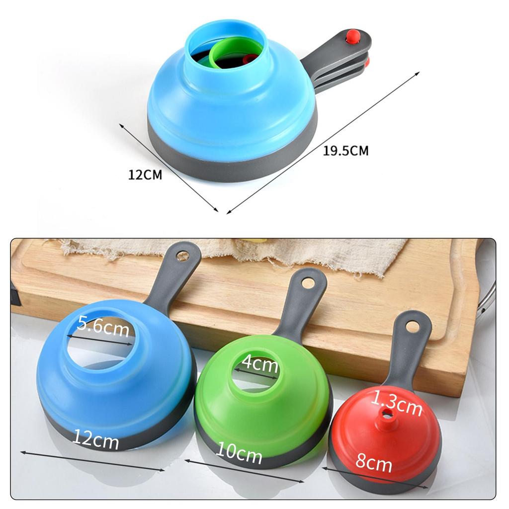 Canning Funnel Silicone Collapsible Funnels Set 3pcs Kitchen Funnel for Wide Mouth Liquid