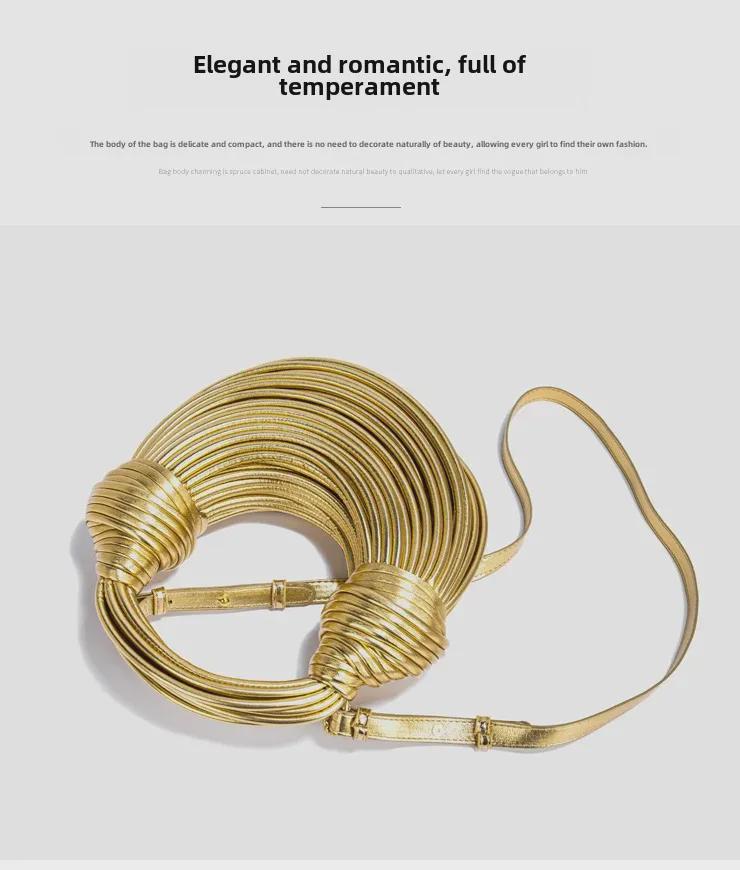 Women's Gold Hand-Woven Cloud Crossbody Bag