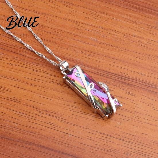 Colorful Faux Crystal Necklace Necklace Rectangular Pendant Stylish Lightweight Vine