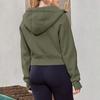 Women's Fashion Casual Hooded Zip Padded Long Sleeve Solid Colour Sweatshirt