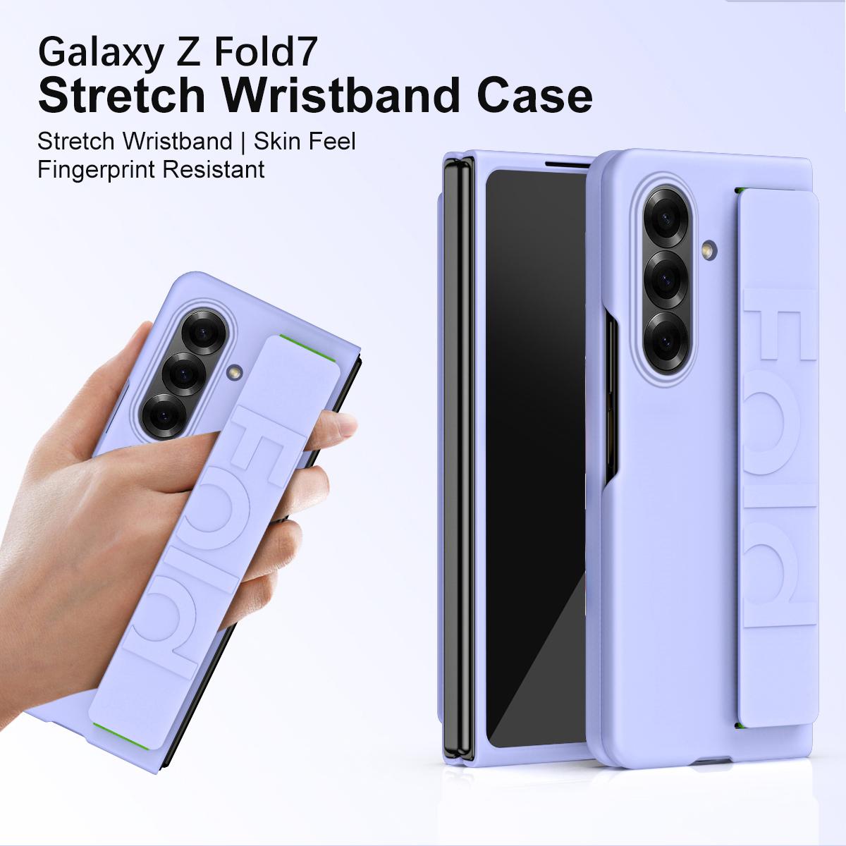 

For Samsung Galaxy Z Fold7 5G Case Wristband Rubberized Hard PC Phone Cover Purple