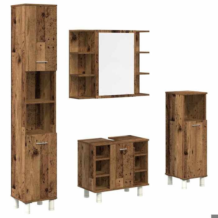 VidaXL Ensemble de meubles salle de bain 4 pcs bois d'ingénierie, armoire de salle de bain, placard de salle de bain, meuble 3328557