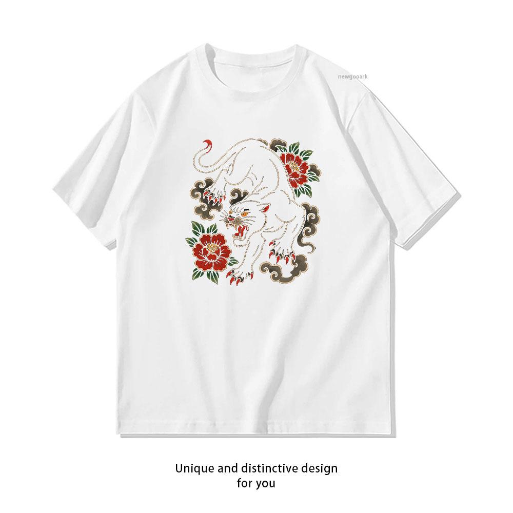 Black Panther Tattoo American Traditional Floral Shirt Woman Man Summer Cotton Graphic T Shirts Adult Oneck Tops Shortsleev S