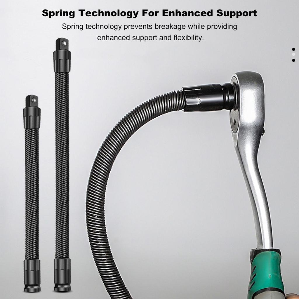 1/2 In Flexible Shaft Extension Extender 360 Dgree Flex Long Reach Electric Wrench Connecting Rod High Torque for Narrow Space