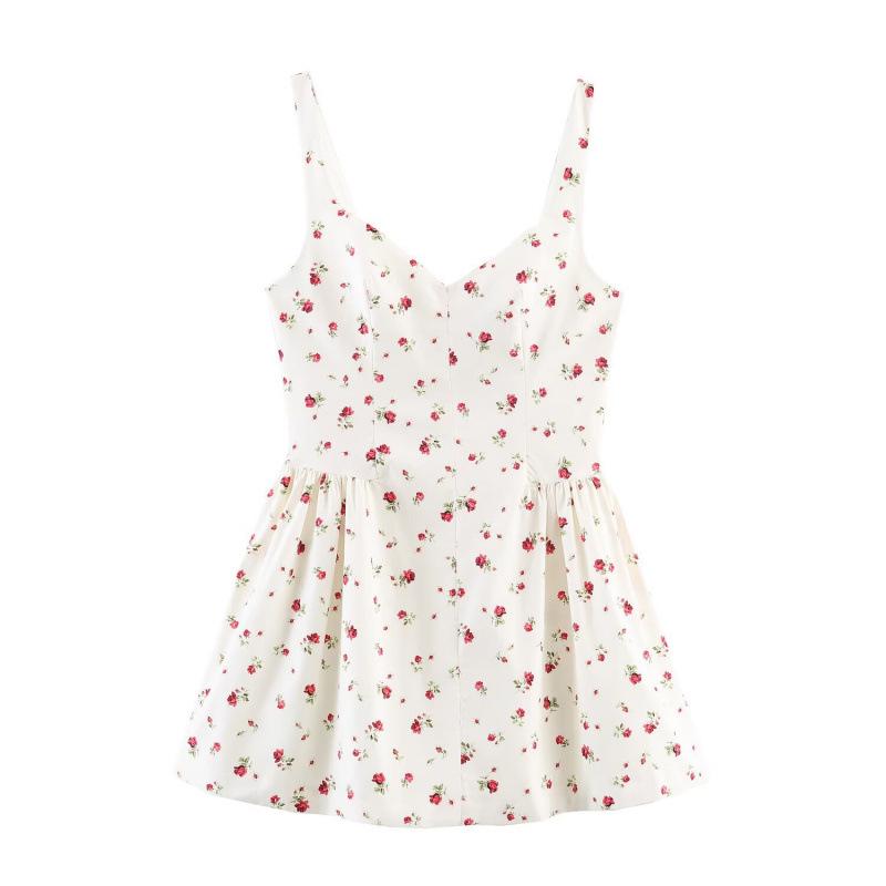 

2026 Spring European & American Floral Print Fluffy Dress Large