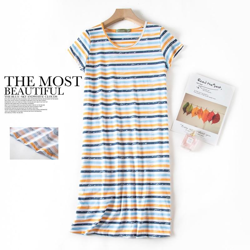 Plus size Estate Donna Camicia da notte Manica corta Simpatico cartone animato pigiameria dolce O Collo Camicie da notte Pigiama Pigiama da donna in cotone