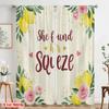2pcs 2D flat printing Window Curtains Lemon squeeze rose floral Fabric Without Electricity Festive Curtains Perfect for Festive