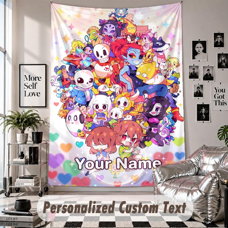 Custom Tapestry Wall Hanging, Undertale Personalized Name Text Home Wall Decor