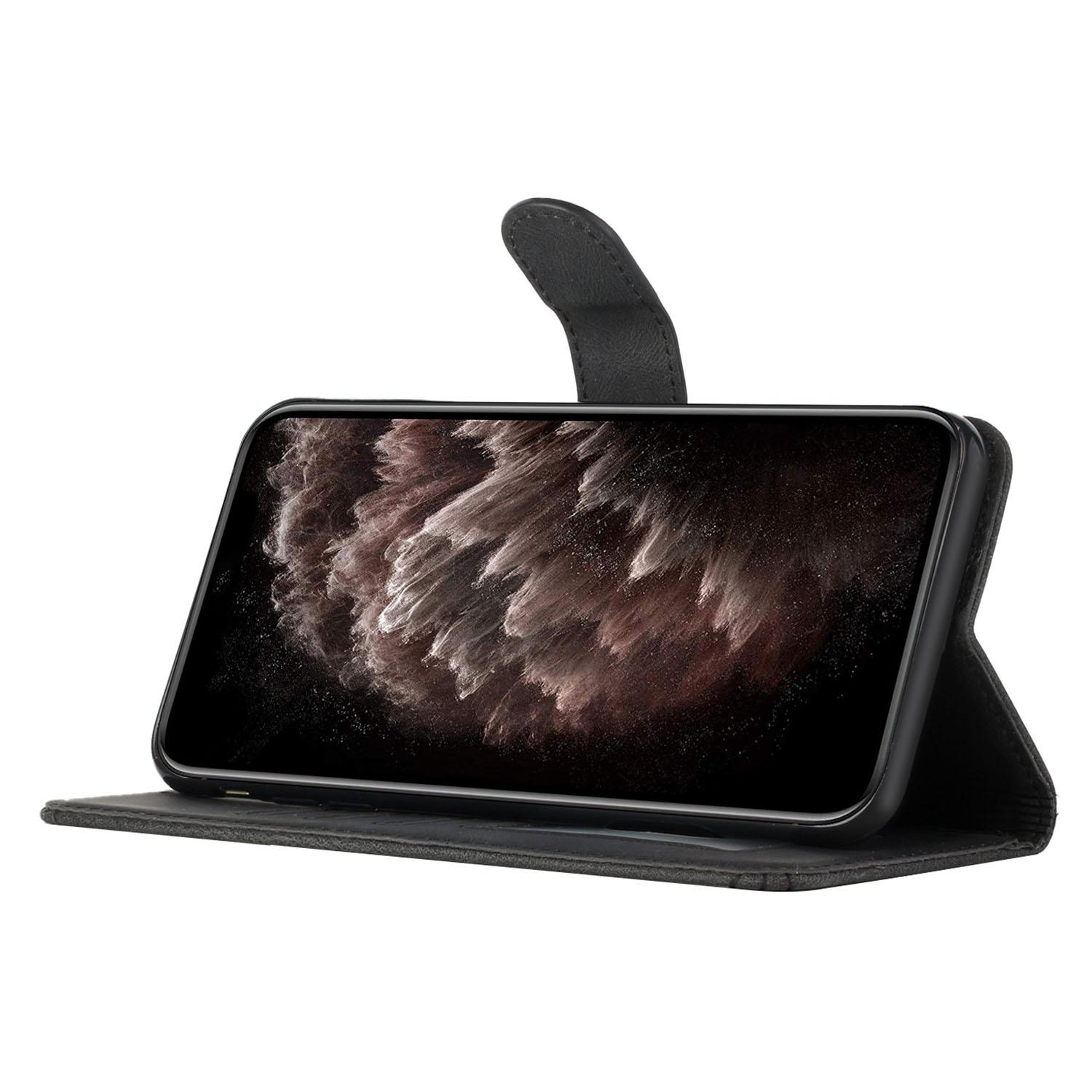 

YX0010 Series for Xiaomi Redmi Note 13 5G Case Imprinted Leather Card Slots Phone Cover with Hand Strap Black