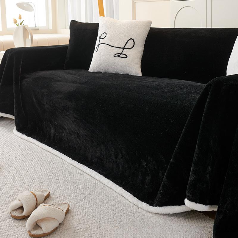 

Плюшевый цельный чехол для дивана, универсальное универсальное одеяло с полным покрытием, крем против царапин, ветровой зимний чехол для дивана 180*130