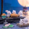 Cartoon Roztomilý Festival poloviny podzimu Králičí panenka Svátek poloviny podzimu Mooncake Dekorace na desku Roztomilý králičí pryskyřice Ornament dárek
