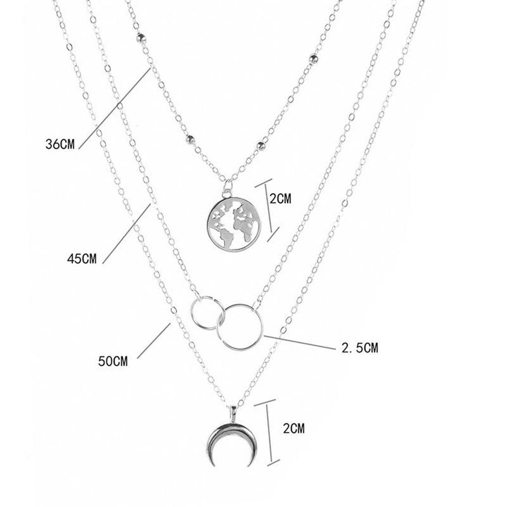 Colier dama personalitate multistrat Semiluna Harta pandantiv Colier Fashion Colier