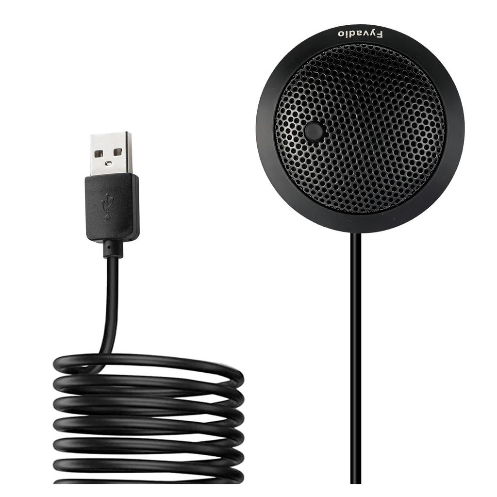 Fyvadio USB Conference Omnidirectional Condenser Microphone for with Mute Compatible with Online Zoom and Skype Plug and Play Microphone, 360° PC,