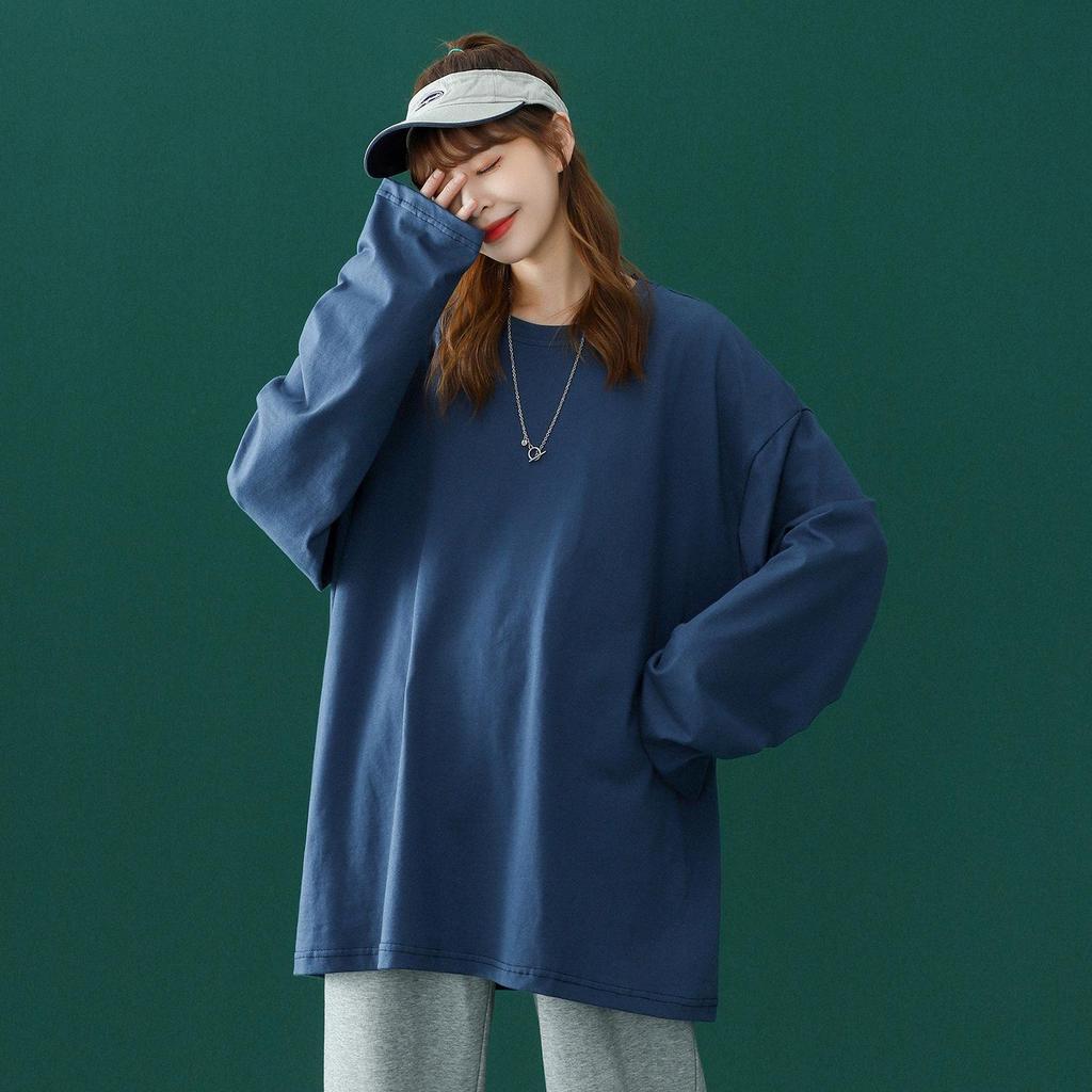Frühling Herbst Paar Langarm T-Shirt Damen Basic T-Shirt Oversize T-Shirt Mann Lässig O-Ausschnitt Damen T-Shirt