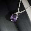 Heartfelt Korean Women's White Gold Necklace with Amethyst Twist Pendant