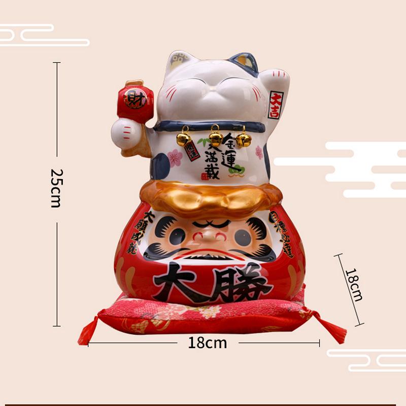 8.6 Inch Ceramic Persian Cat Figure Lucky Fortune Cat Maneki Neko Daruma Ornament Koi Fish Money Box Piggy Bank Business Gift