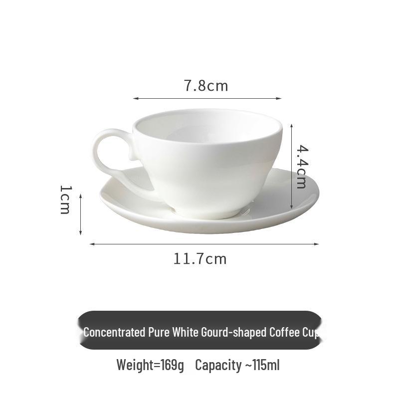 Pure White Bone China Espresso Cup & Saucer with Gold Rim, 80ml