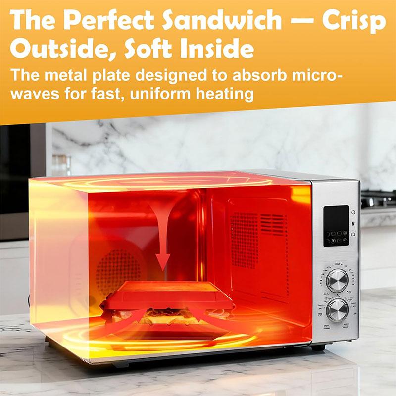 Microwave Toastie Sandwich Maker with Mittens Fast Cooking Panini Press Cheese Griller Microwave Toaster Tray Crisper Cookware