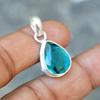 Pear Cut Blue Apatite Quartz 925 Sterling Silver Artisan Handmade Pendant
