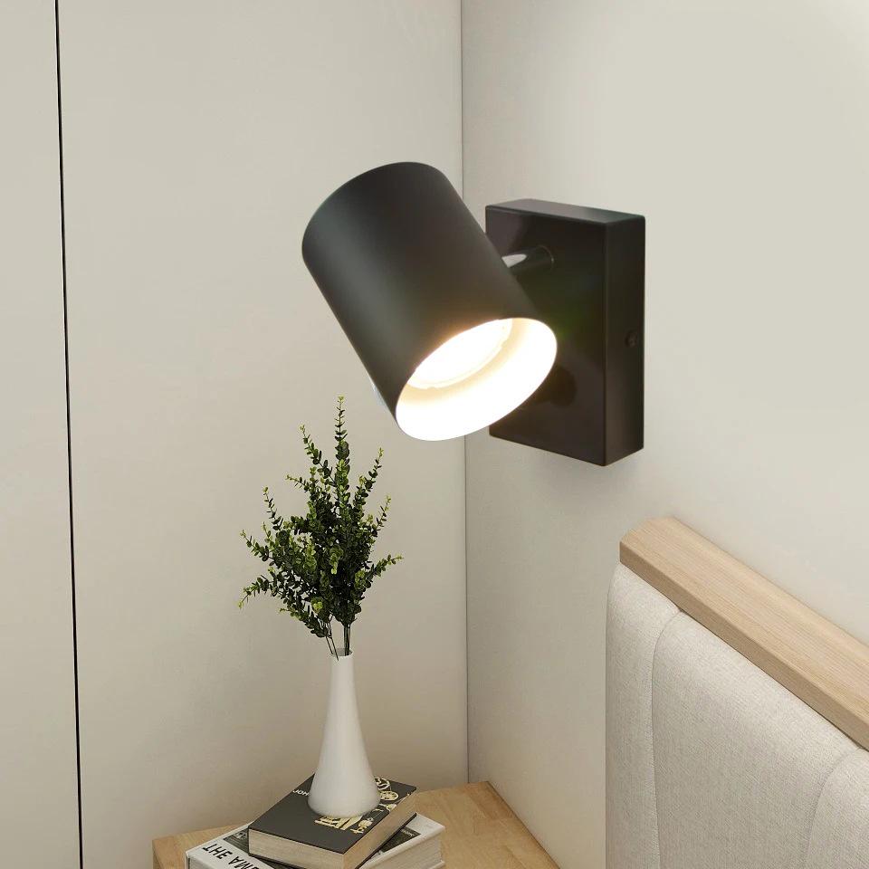 Adjustable Angle Modern Minimalist Bedside Wall Lamp with GU10 Spotlight for Living Room