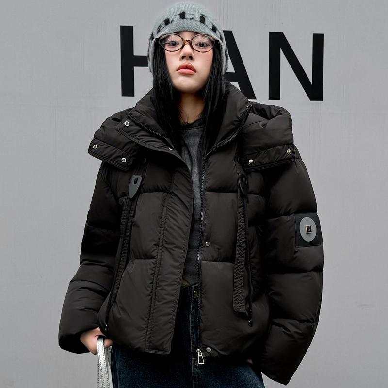 

Модные зимние женские парки с капюшоном, теплые куртки, элегантные свободные толстые женские пальто XL чёрный