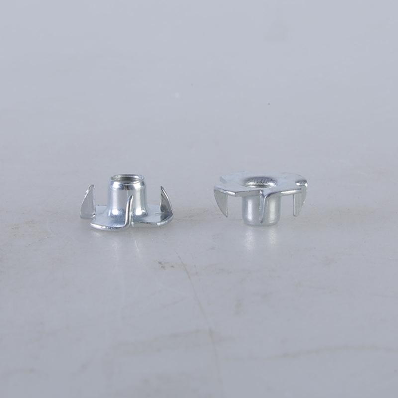 Four Jaw Threaded Inserts Corrosion Resistant T Nut Blind Pronged Tees 4 Jaw Tees Nuts for Wood Working Hardware
