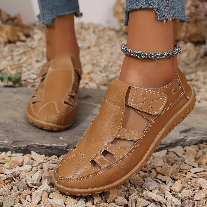 Versatile Women's Flat Sandals Closed Toe Sports Sandals Solid Color