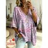 Printed Design-NotTextured, leopard imitation sequin print V-neck short sleeves