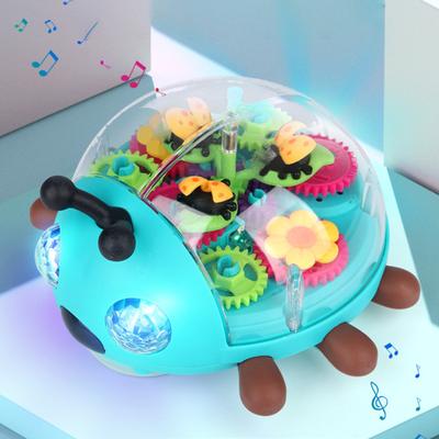 Transparentes elektrisches Marienkäfer-Spielzeug mit blinkenden Lichtern und Musik, das automatisch die Richtung ändert