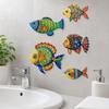 5Pcs Wooden Fish Wall Decor, Beach Nautical Coastal Theme Fish Wall Sculpture, Lake House Ocean Decor, Vintage Ornaments for Home Bathroom Bedroom