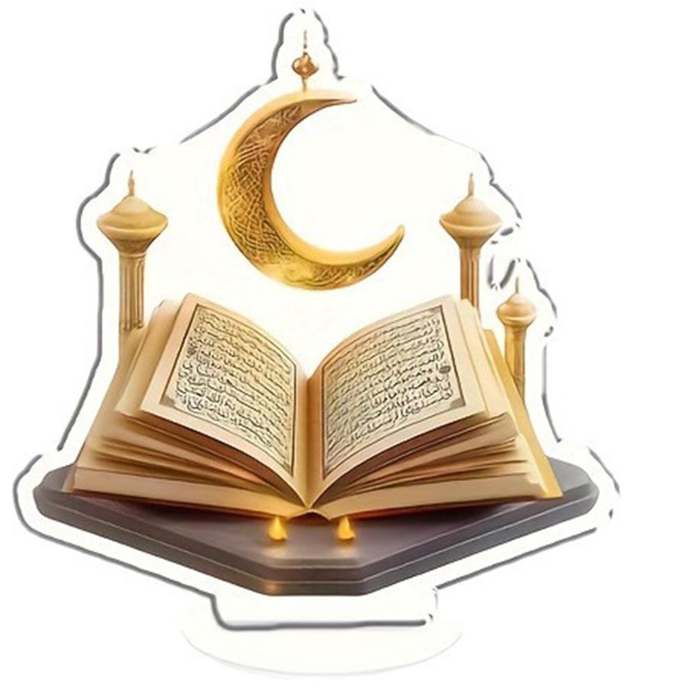 

2D Quran Desktop Decorations Ramadan Moon Star Acrylic Moon Castle Ornament with Base Handicrafts Holiday Decorative Statues
