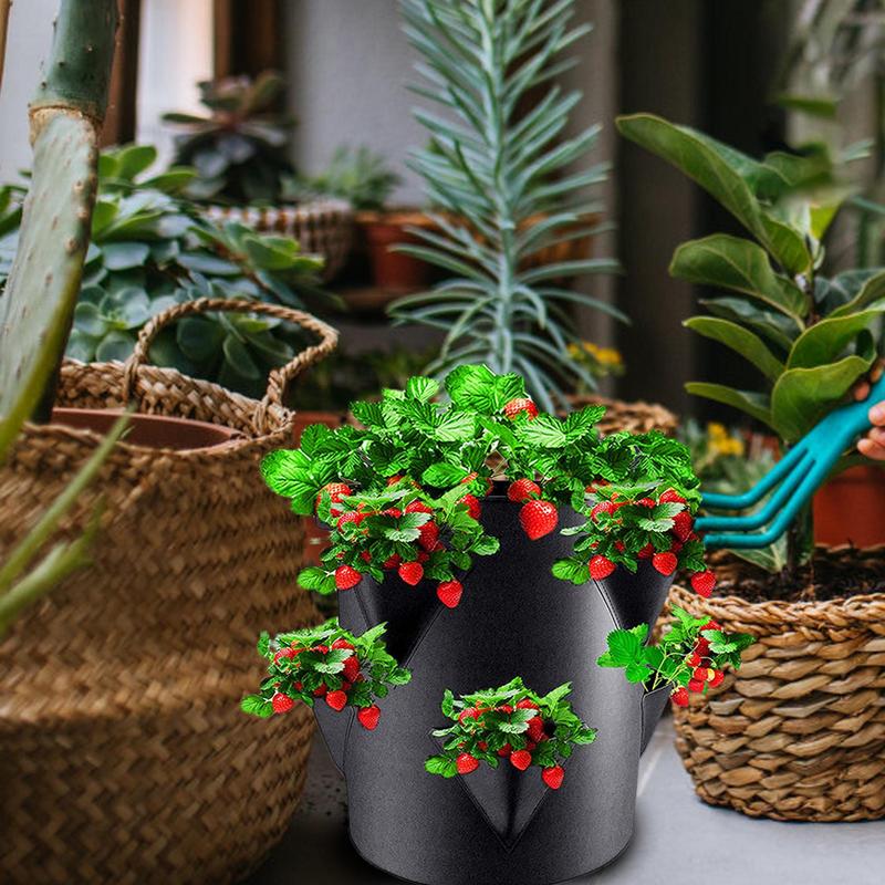 7Gallons Strawberry Planting Bag Grow Bag With 6 Side Grow Pocket Portable Tomato Planting Bags Strawberry Pots Planting Pots