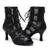 Dance Boots Women's Latin Salsa Stiletto Heel Lace-Up Boots for Tango Bachata Ballroom Party Performance Dance Shoes Heeled 7.5CM
