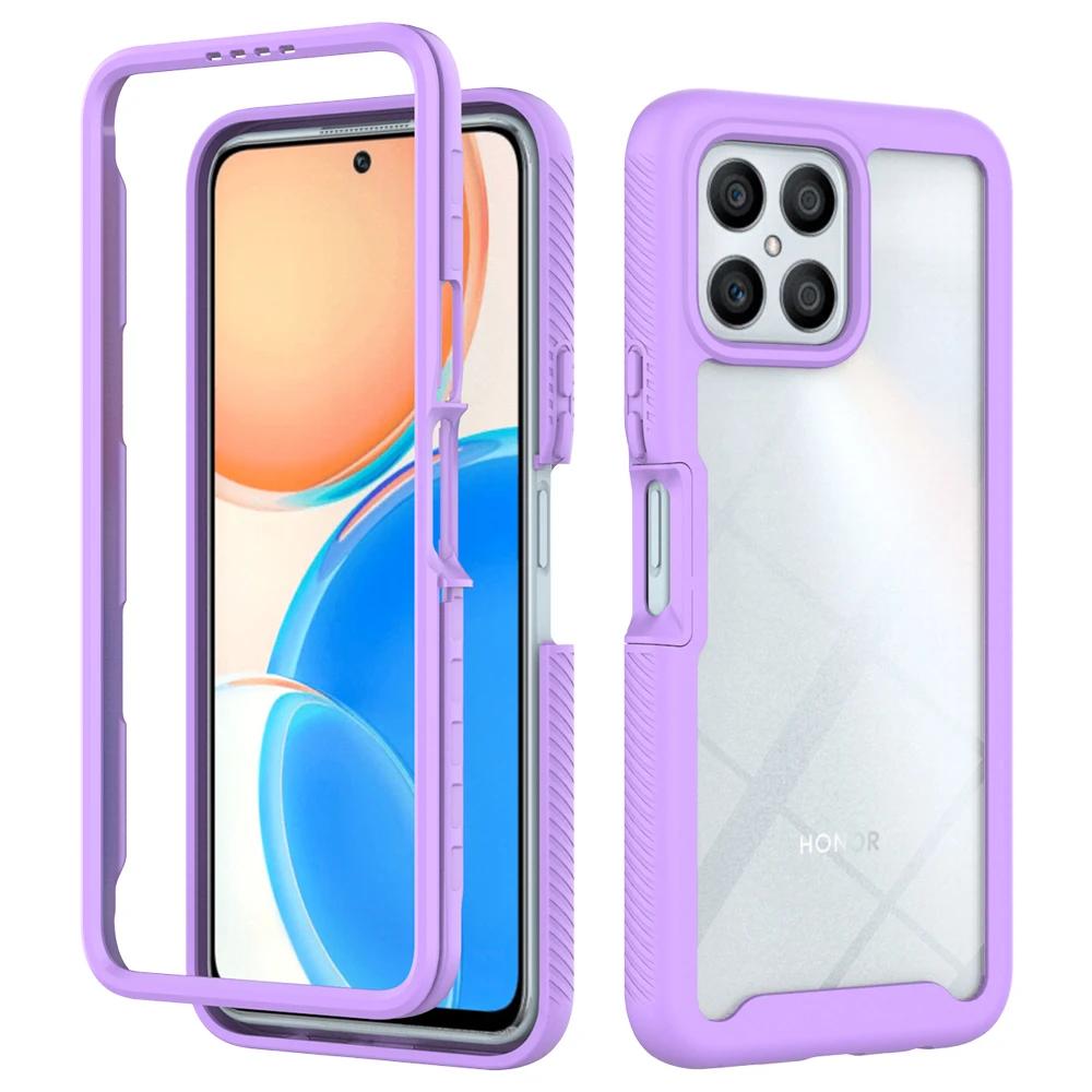 Heavy Duty Armor Shockproof Phone Case For Honor X8 X8a X6 4G 70 Lite Soft TPU Frame Hard Plastic Transparent Acrylic Back Cover