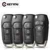 KEYYOU Vikbar Fjärrnyckel Skal 2/3/4 Knappar Fodral För FORD 2015-2019 F-150 Fusion F-250 F-350 Focus MK MK7 Explorer Ranger HU101