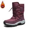 Fashion New Winter Women Boots Warm Plush Mid-Calf Women's Snow Boots Lace-up Outdoor Waterproof Hiking Boots Femme Size 42
