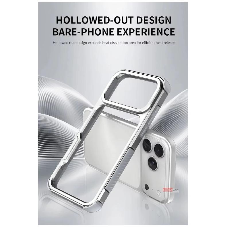 Aluminum Alloy Bumper Case for iPhone 18 16 17 Pro Max 16 17 18Open Back Frame with Cushioned Corners and Camera Edge Protection