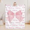Pink Bow Blanket Custom Name Personalized Flannel Baby Blanket For Sofa Soft Birthday Gift Customized Blankets For Boys Girls