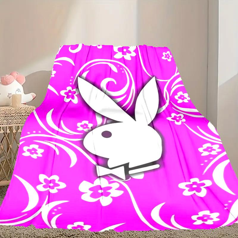 1 Stück PlayBoy Decke, Heimbedruckte Überwurfdecke - Weiche Decke Geschenk für Familie, Waschbare Sofa-Bett-Decke