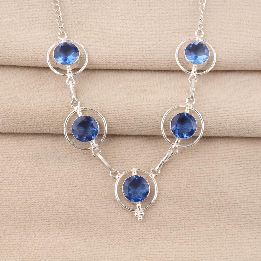 Tanzanite Gemstone 925 Sterling Silver Handmade Necklace, Women Jewelry, Statement Tanzanite Necklace RN-2-16