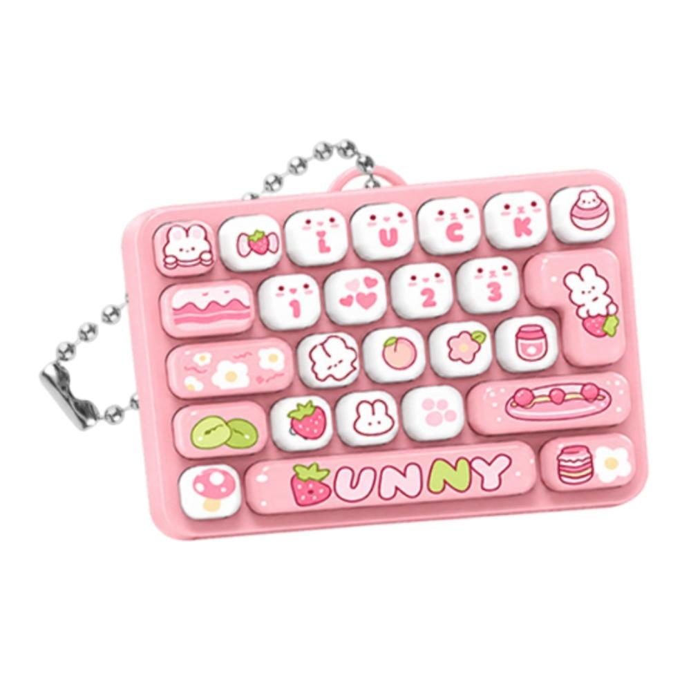 Cartoon 26 Keys Keyboard Keychain Animals Stress Relief Fidget Toy Travel Use
